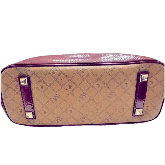 Vintage L.A.M.B. by Gwen Stefani LIPSTICK Satchel Leather Bowler Handbag - Picture 4 of 11